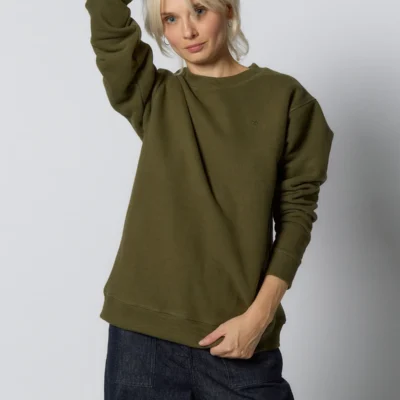 basic sweatshirt for women, olive green by Reet Aus
