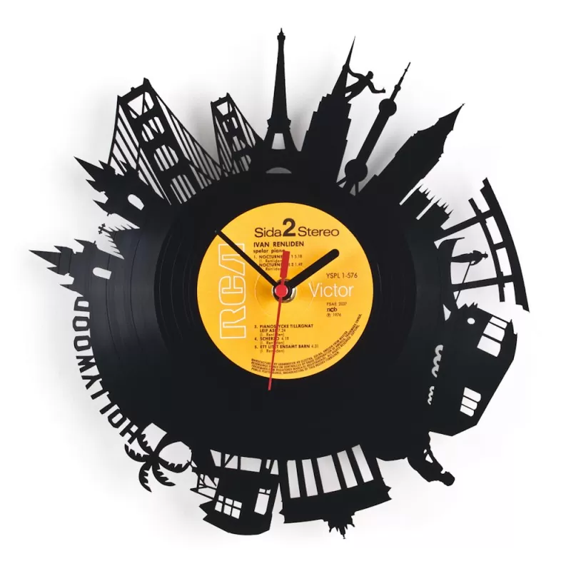 wall clock ReVinyl Cities by Pavel Sidorenko