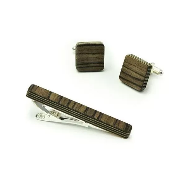 puidust komplekt mansetinööbid ja lipsunõel by LUM