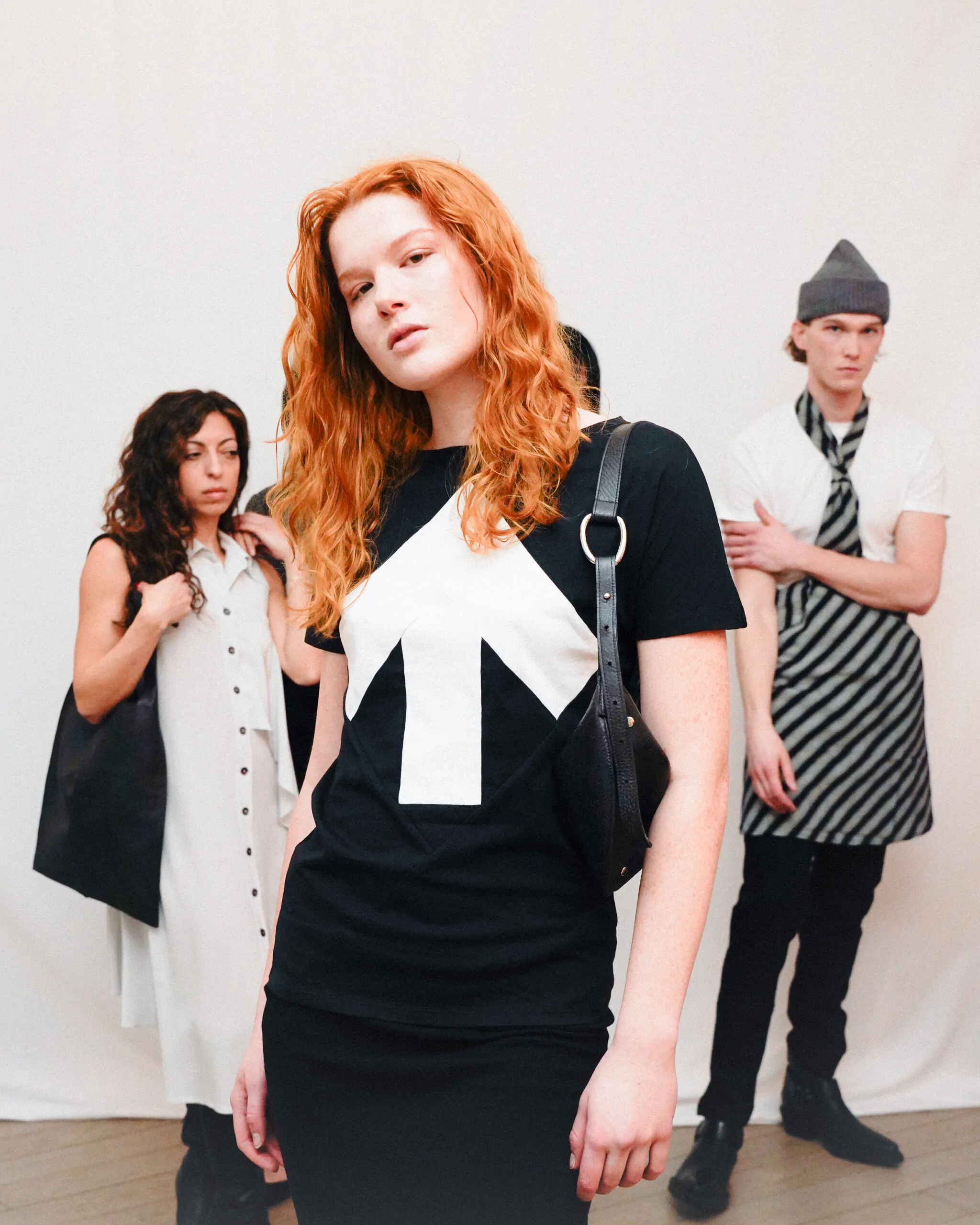 women's UP-SHIRT BLACK with WHITE ARROW by Reet Aus