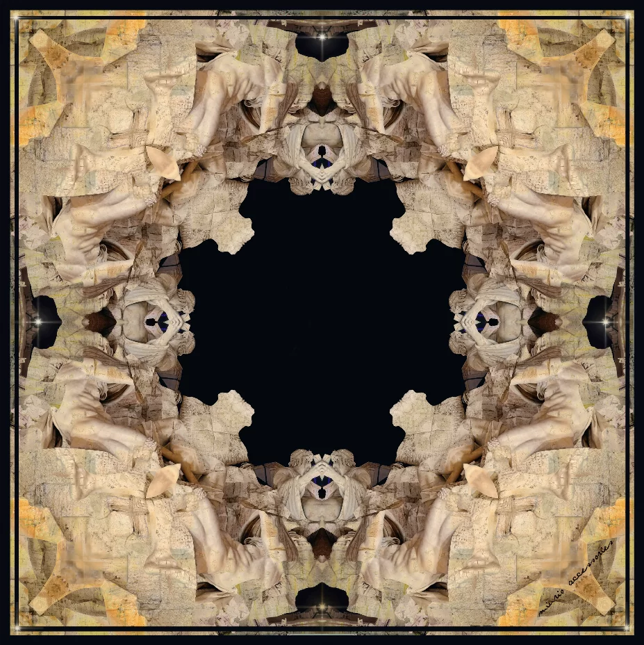 siidirätik BLACK ROMAN FOUNTAIN by Miurio Studio (90x90)