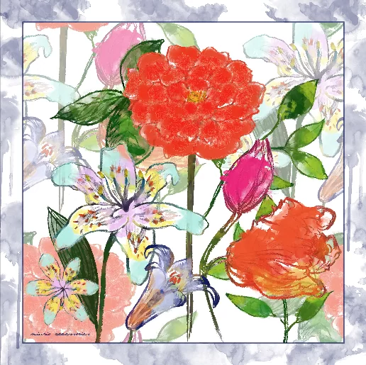 siidirätik FLORAL SALUTE by Miurio Studio (90x90)