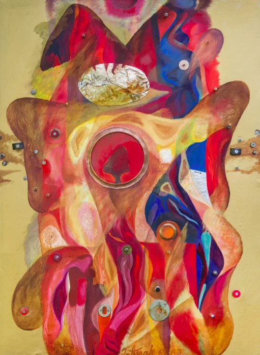 siidirätik ARRAK ORANŽ KOMPOSITSIOON by Miurio (65x65)