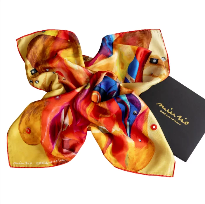 siidirätik ARRAK ORANŽ KOMPOSITSIOON by Miurio (65x65)