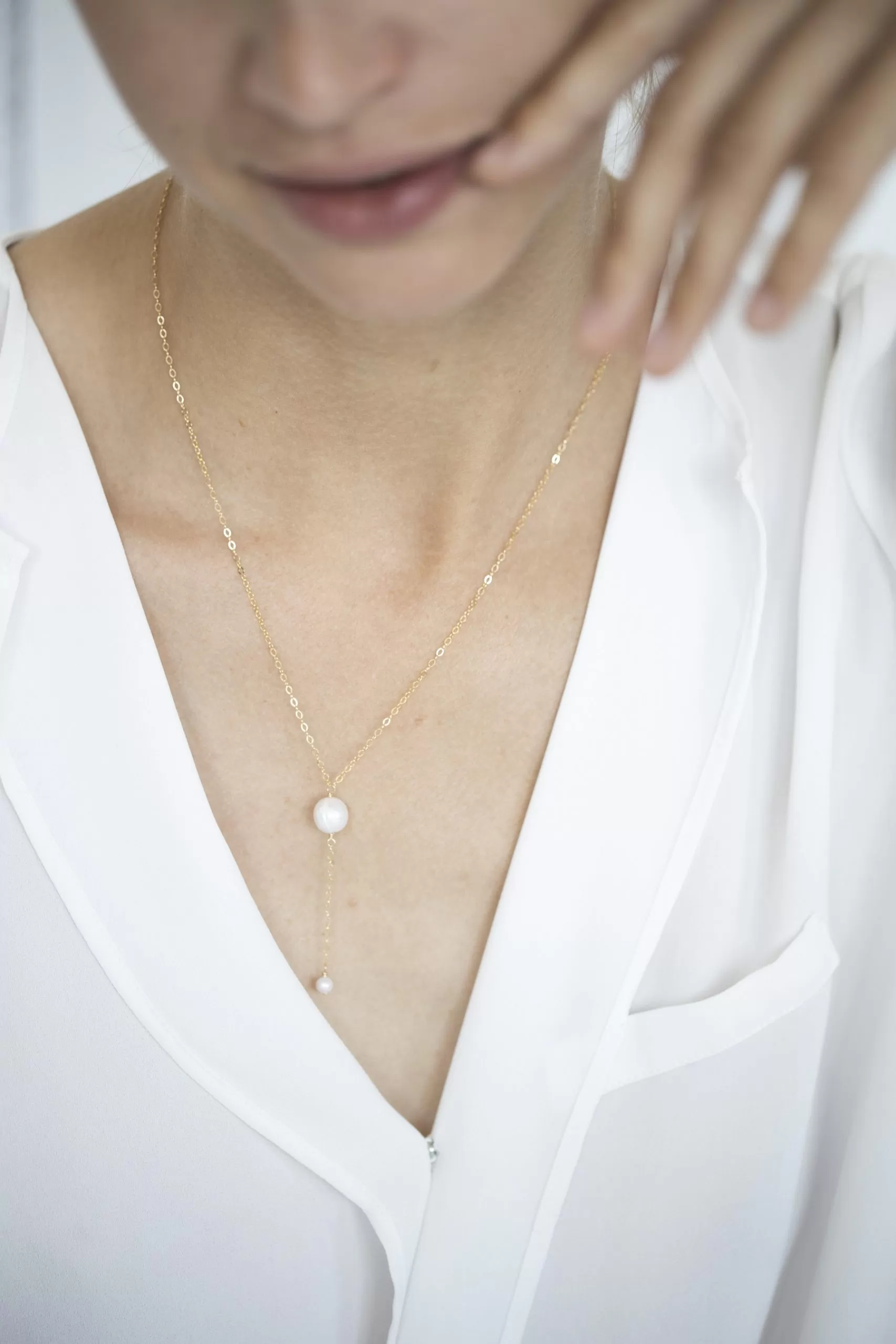 necklace DOUBLE COCO - PEARL by NVBYK