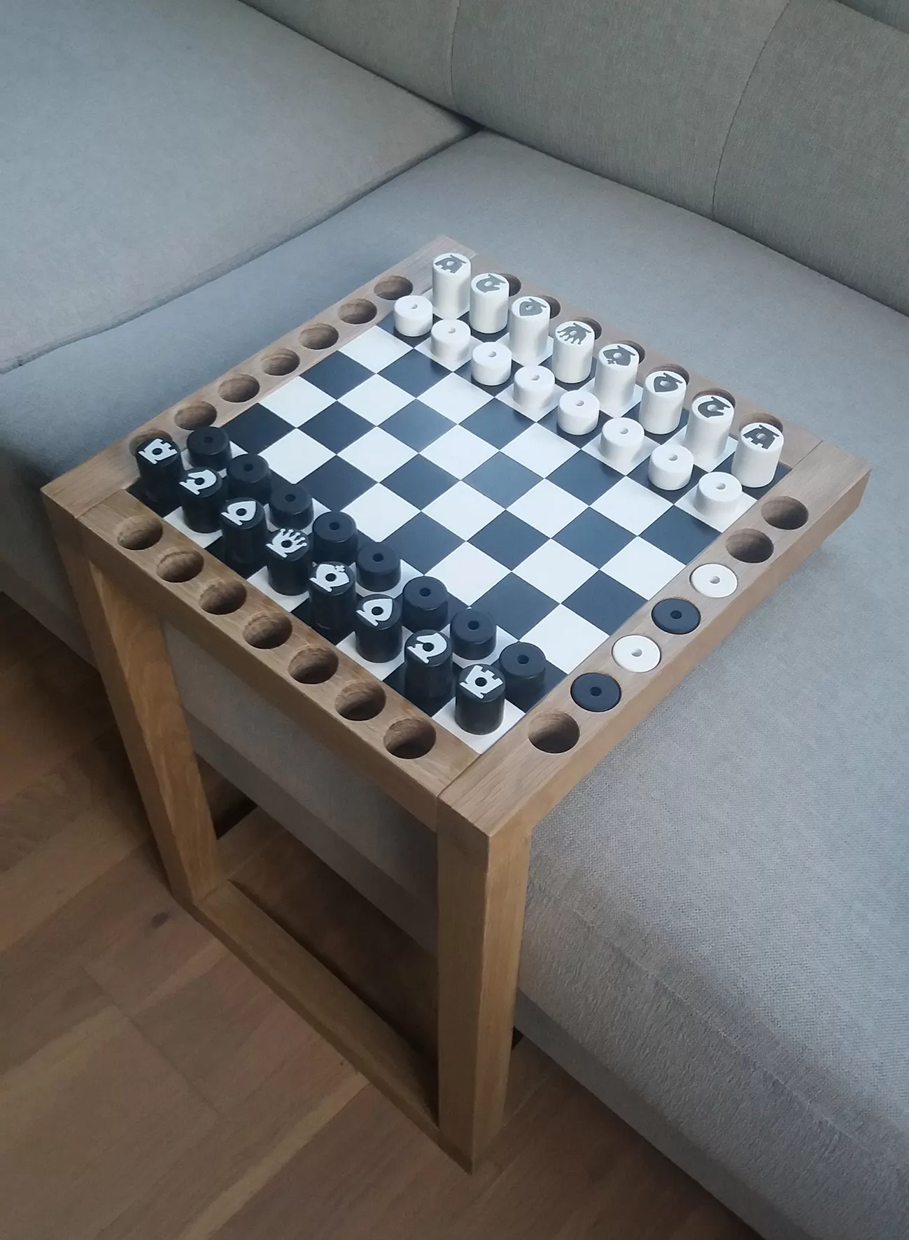 sofa table / classic chessboard by Harri Ehrlich