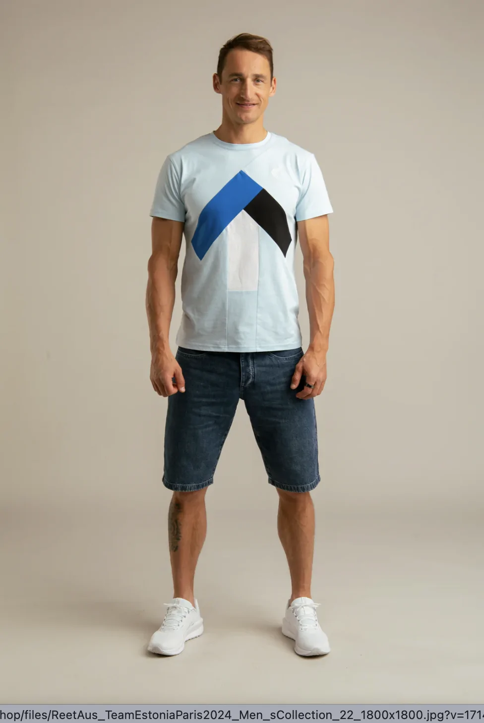 ümbertöödeldud kangast meeste lühikesed püksid TEAM ESTONIA by Reet Aus