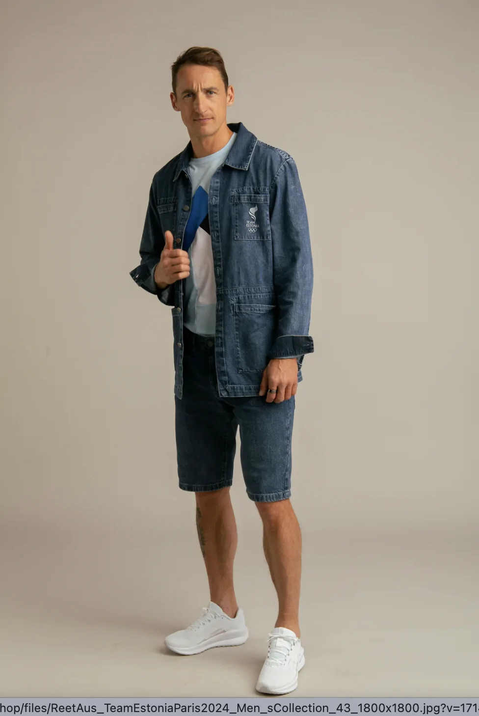 ümbertöödeldud kangast meeste lühikesed püksid TEAM ESTONIA by Reet Aus