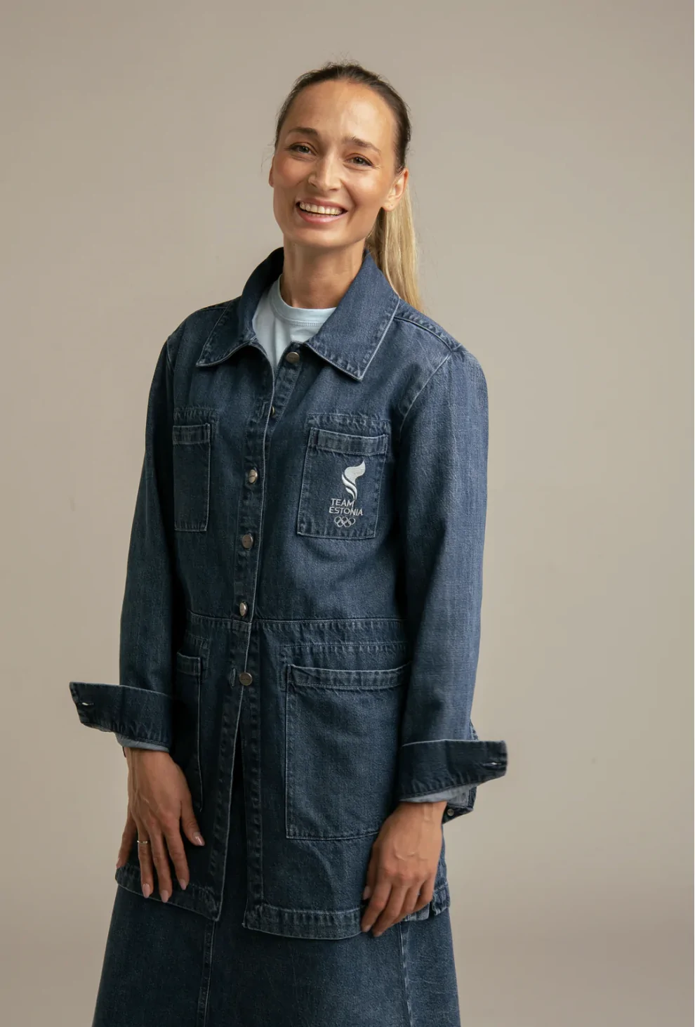 ümbertöödeldud kangast naiste jakk TEAM ESTONIA by Reet Aus