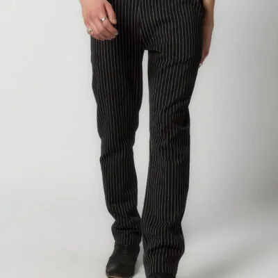 straight trousers for men black-white by Reet Aus